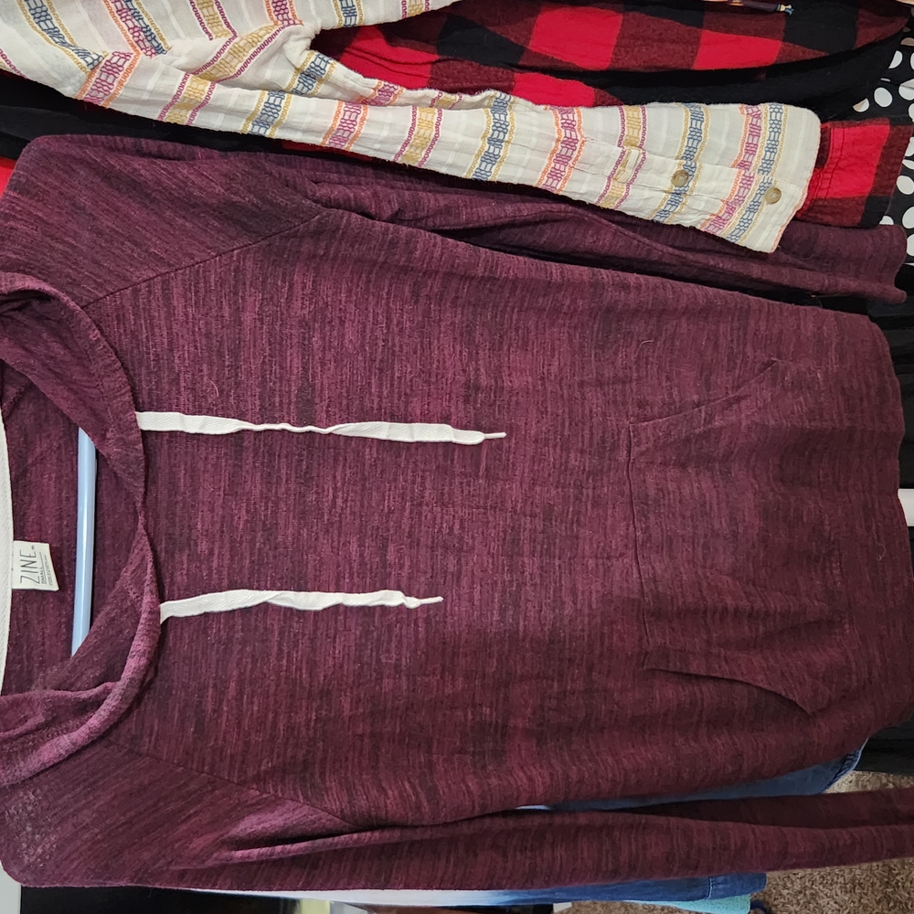 Zine Maroon Hoodie with White Drawstrings